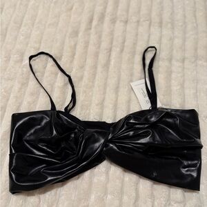 Marina Moscone Black Faux Leather Bralette size Large